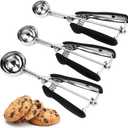 Cookie Scoop Set, 3Pcs Ice Cream Scoop, Cookie Scoops for Baking Set of 3, 18/8 Stainless Steel Cookie Scooper for Baking, Ice Cream Scooper with Trigger Release, Cookie Dough Scoop with Non-slip Grip