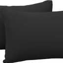2-Pack Stretch Pillow Cases Standard Size - Jersey Knit & Ultra Soft Envelope Closure, T-Shirt Like Poly Blend - Suitable for Queen or Standard Size Set of 2, Black
