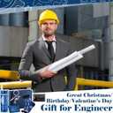 Geiserailie 6 Pcs Christmas Engineer Gifts Set for Men Include Tumbler Cup, Engineering Ruler, Socks, Keychain, Greeting Card, Gift Box for Mechanical Engineering Student Retirement Birthday Gift