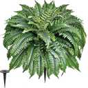 48 Large Fake Artificial Ferns with Spike for Outdoors Look Real, 88 Branches Large Faux Boston Planter Realistic UV Resistant Hanging Artificial Fake Plants for Porch Patio (1 Pack)