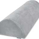 Knee Pillow for Back Sleeping, Memory Foam Bolster Pillow for Legs, Under Knee Pillow for Sleeping, Leg Pillow for Back & Hip Pain Relief, Half Moon Boslter,Grey