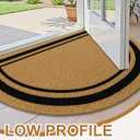 OLANLY Half Circle Front Door Mat, Low Profile Doormat, Stain and Fade Resistant, Easy to Clean, for Indoor and Outdoor Entrances, Patio Porch or Entryway, Brown (35x23 Inch, Classic Border)