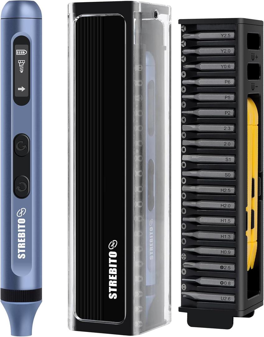 STREBITO 42 in 1 Electric Screwdriver, 3.7V Cordless Screwdriver Rechargeable, Compact Mini Power Screw Driver with Display for Computer Electronic Watch