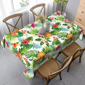 Tropical Hawaii Tablecloth Rectangle Table Cloth Washable Table Cover for Decoration Kitchen Dining Room 60x90 Inch (White7)