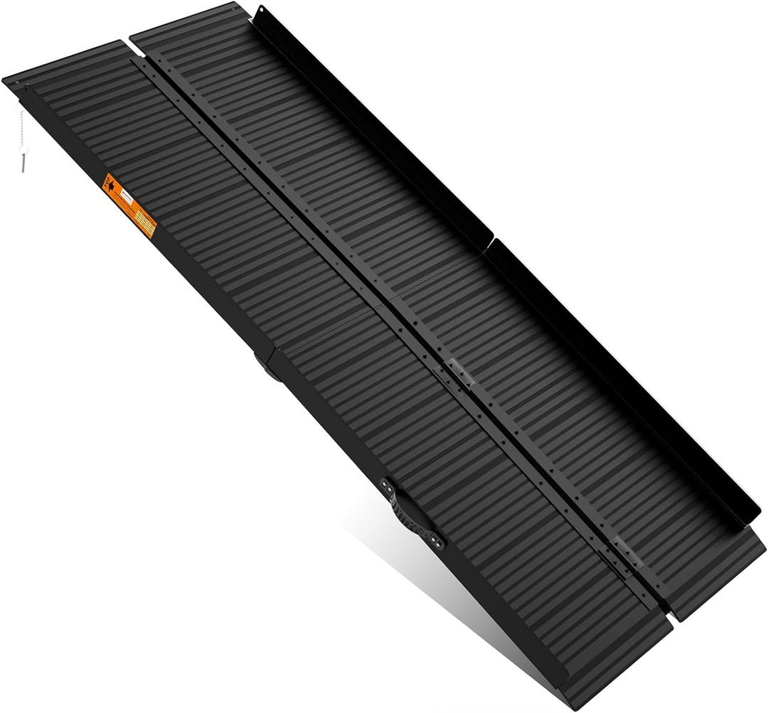 Black Aluminum Ramp 7FT, With Non-Slip Surface Wheelchair Ramp, Folding Portable Wheelchair Ramps for Home Steps,Scooter Ramp for Car, Stairs, Doorways, Curbs, 800 LBS Weight Capacity, 28.3" W x 84" L (7FT(Using height 7-21''))