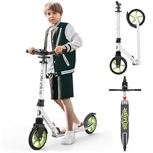 WAYPLUS Kick Scooter for Ages 6+, Kid, Teens & Adults. Max Load 240 LBS. Foldable, Lightweight, 8IN Big Wheels for Kids, Teen and Adults, 4 Adjustable Levels. Bearing ABEC9