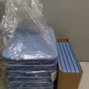 Glad Storage Baskets with Lids - Set of 6 Stackable Plastic Boxes with Handles - Decorative Shelf Organizer Bins for Bathroom and Closet, Blue, 1 Gallon