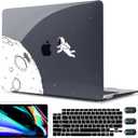 CISSOOK Case Compatible with MacBook Air 13 Inch 2021 2020 2019 2018 Release Model A2337 M1 A2179 A1932, Clear Black Hard Shell with Keyboard Cover for MacBook Air13 2020 with Touch ID, Astronaut