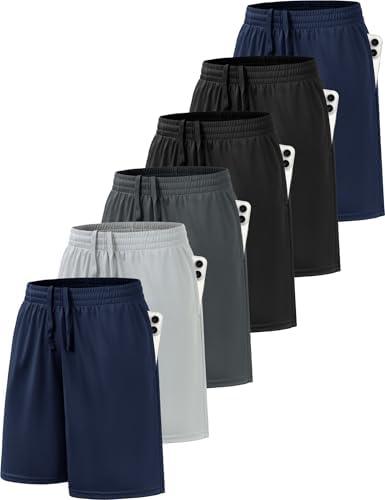 BVNSOZ Boy's Basketball Shorts Youth Boy's Active Athletic Performance Shorts with Pockets Moisture Wicking Shorts for Boys Size L