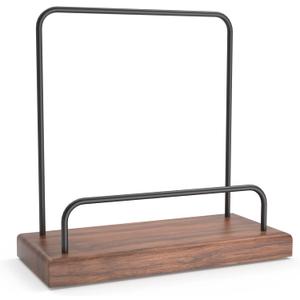 Now Playing Vinyl Record Holder, Solid Wood Stand, Tabletop Display for Albums, CDs, iPads, Singles and LPs (Walnut)