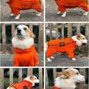Lovelonglong Waterproof Dog Raincoat 4-Leg Full Body Dog Rain Suit with Reflective Strips & Leash Opening, Outdoor Dog Jacket for Rainy Weather L
