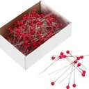 uxcell Sewing Pins 800pcs Round Pearl Head Dressmaking Corsage Pins Straight Pins for Wedding Sewing Decoration DIY Craft, Red