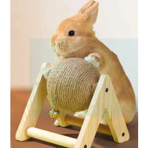 Rabbit Scratching Ball Wooden Rack Durable for Rabbits Small Animals Ferrets, Count of 3