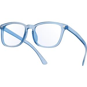Gaoye Blue Light Blocking Glasses - Anti UV Ray Computer Gaming Glasses, Blue Blockers Glasses For Women/Men (Medium, *Transparent Dark Blue)