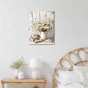 DEMCEAR Farmhouse Vintage Daisy Wall Art for Living Room, Rustic Retro Floral with Grey Brown Framed Canvas Wall Art for Bedroom Bathroom Office Home Decor, 16L x 12W Inches