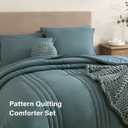 Monbix King Size Comforter Set - 7 Pieces Bed in a Bag King, Blue Green Bedding Sets with Comforter, All Seasons Comforter Bed Set with Sheets, Pillowcases & Shams