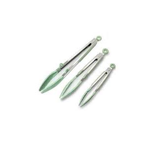 Kitchen Tongs, Stainless Steel Cooking Tongs with Silicone Tips, 600ºF High Heat-Resistant Non Scratch Locking Tongs for Cooking BBQ Grilling Air Fryer Pans, Set of 3 (7" 9" and 12") Sage Green