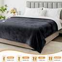 HYLEORY Heated Throw Blanket, Flannel Electric Blanket with 4 Hrs Timer, Auto-Off & 3 Heating Levels, Sherpa, Dark Grey, 62"x84"