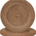 MAONAME Faux Rattan Charger Plates Set of 6, Table Chargers for Dinner Plates, 13" Round Brown Plate Chargers, Plastic Charger for Table Setting, Wedding Decor