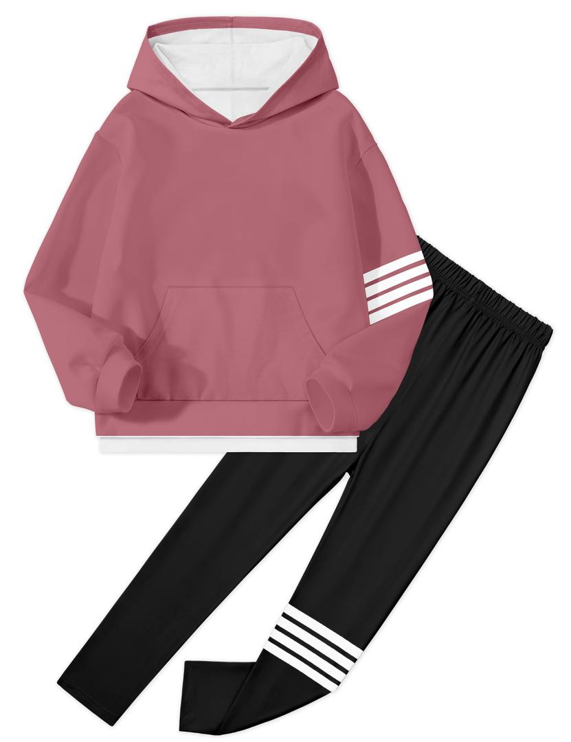 NECIOUS Girls Clothes size 7 8 Girls Fall Outfits Winter Clothes Long Sleeve Hoodie Sweatshirt Casual Pants Two Piece Kids Sweatsuit Clothing Sets (Pink)