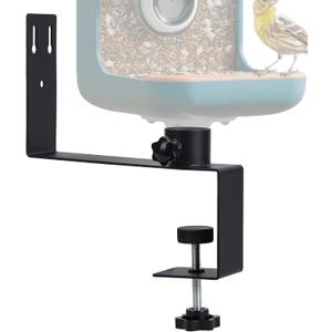 Wall Mount Railing Mount for Bird Buddy Smart Feeder, Versatile Metal Clamp-on Bird Feeder Bracket for Wall Fence Balcony, Durable Heavy Duty Weather-Proof Outdoor Feeders Accessory