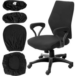 4 Pcs Computer Chair Covers,Stretch Office Chair Seat Covers,Universal Protective Stretchable Desk Chair Seat Cover for Swivel Chairs & Office Accessories(Black)