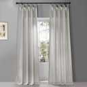 HPD HALF PRICE DRAPES Belgian Heavy Faux Linen Light Filtering Curtains for Bedroom 96 Inches Long (1 Panel) - Rod Pocket Window Curtains for Living Room Home Decor - 50 x 96, Off-White