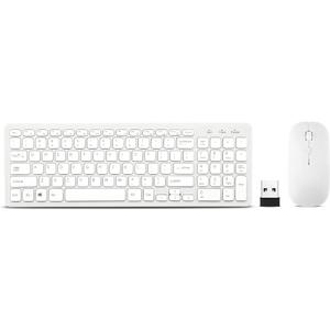 Wireless Keyboard and Mouse Combo, Compact Quiet Wireless Keyboard and Mouse Set 2.4G Ultra-Thin Sleek Design for Windows, Computer, Desktop, PC, Notebook, Laptop (White)