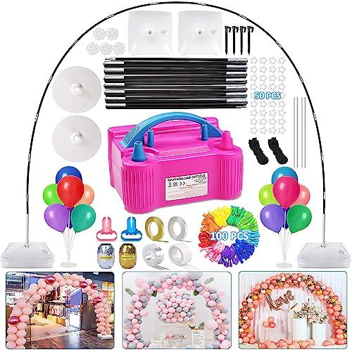 Balloon Arch Kit and Balloon Pump Electric, 10ft Wide Adjustable Balloon Arch Stand With 100Balloons 2Balloon Stands For Wedding Anniversary Birthday Mother's Day Party Decoration Graduation Ceremony