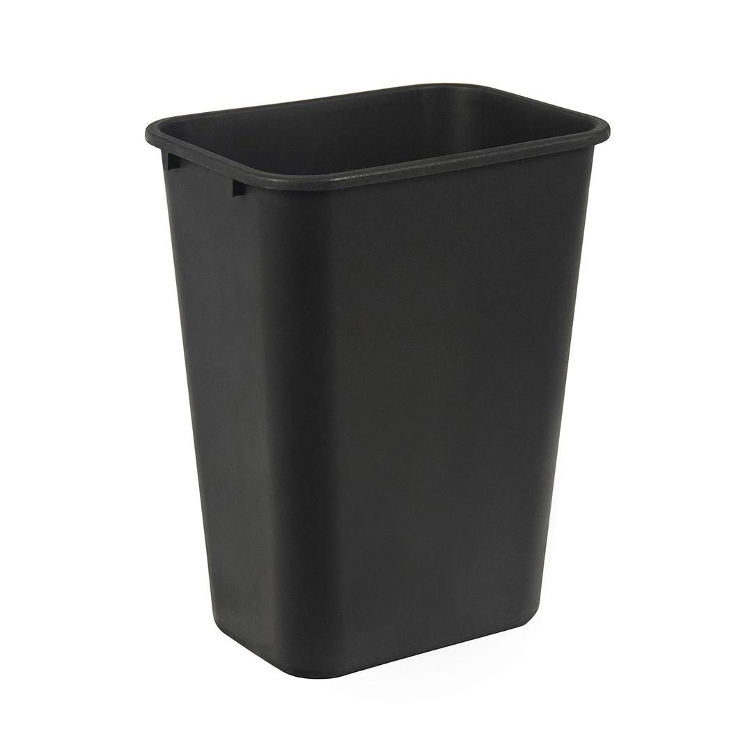 Rectangular Commercial Office Wastebasket, Easy to Clean, Space-Saving, 10 Gallon, Black