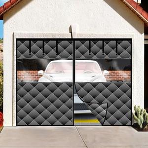 Magnetic Thermal Insulated Door Curtain with Detachable Visible Windows, Thicken Polyester Fiberfill & Durable Oxford Fabric, Hands Free Windproof Door Screen, Fit Doors Size Up to 8 x 7 FT, Black