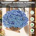 22 Pack Artificial Flowers Outdoor Fake Plants, Faux Flowers UV Resistant with Plastic Plants, Faux Silk Flowers for Outdoors Outside Front Porch Hanging Planter Window Box Garden Decoration(Blue)