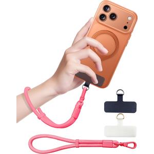 Phone Lanyard, Phone Wrist Strap for Cellphone Case, Adjustable Cell Phone Strap with 2 Tether Tabs for All Smartphones, Pink