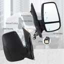 Right Passenger Side Mirror Compatible With 2015-2026 Ford Transit 150 250 350 350HD With Power Glass Manual Folding Matte Black (Short Arm) Replace#CK4Z-17682-DA (3 Pins)