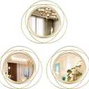 Cityelf 3 Set 13 inch Gold Circle Mirrors Wall Decor Iron Frame Wire Mirror Metal Circular Mirror Home Decor Hanging Mirrors for Room/Bedroom/Bathroom/Entryway