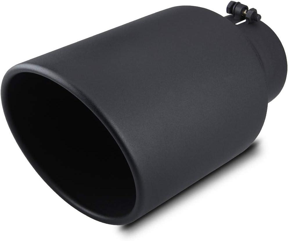 LCGP 5" Inlet 8" Outlet 15" Long Rolled End Angle Cut Bolt On Exhaust Tip Tail Pipe. Black Powder Coated.
