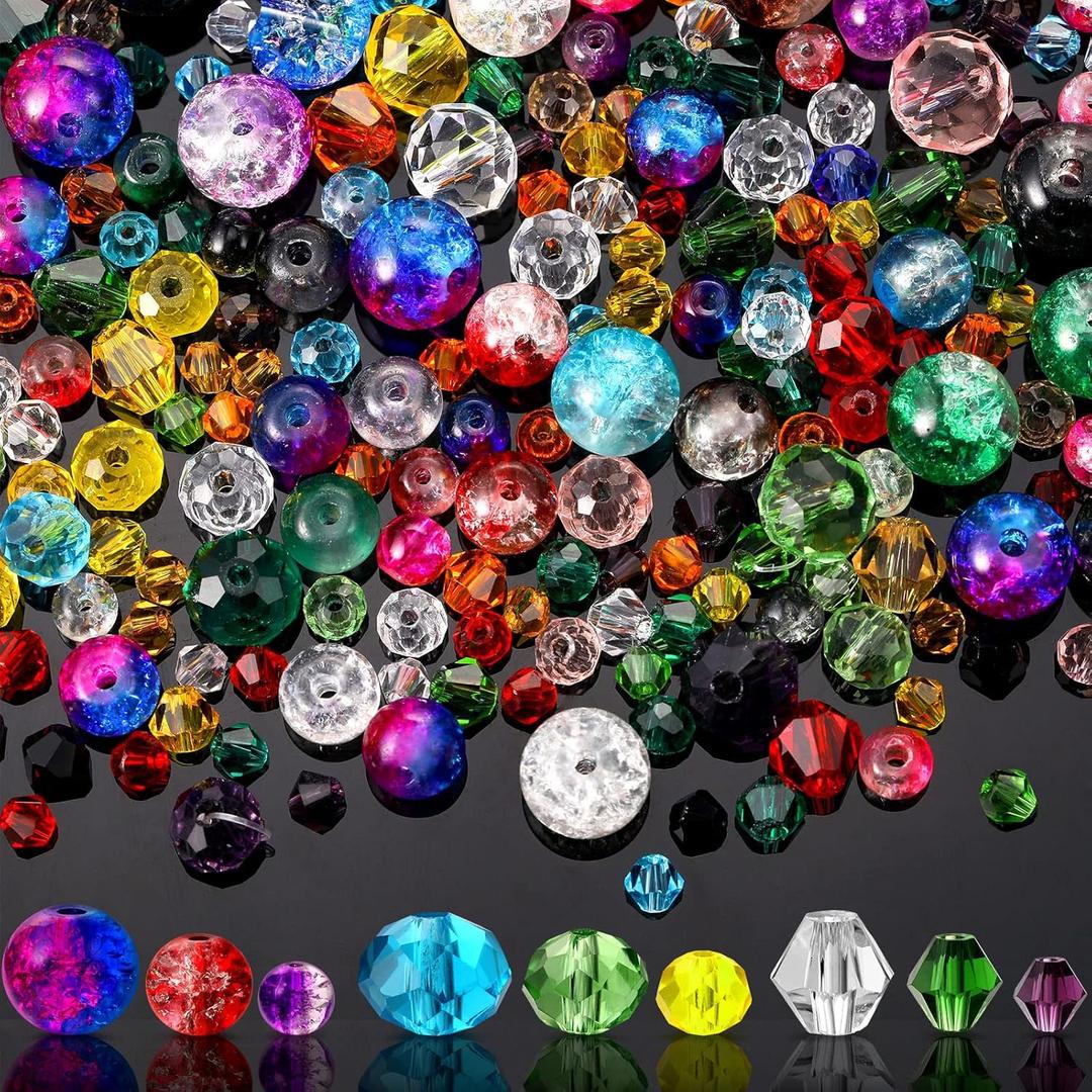 Sureio 1300 Pieces Crystal Glass Beads for Jewelry Making Faceted Bicone Assorted Loose Sparkly Beads for Bracelets Necklace Pendants Jewelry Making Supplies(Colorful)