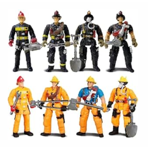 8 Pieces Firefighter Action Figures Fireman Figurines Toys with Tools for Party Decoration People Figures Playset for Kids & Toddlers