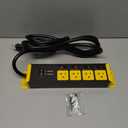 CCCEI Heavy Duty Surge Protector Power Strip 20 Amp Individual Switches. 10FT 12 Gauge Extension Cord with Multiple Outlets. Kitchen, Garage, Shop, Industrial Wall Mount Electric Extender, Yellow.