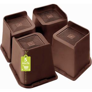 Bed Risers 1 inch, 2 inch, 3 inch, 4 inch, 6 inch, 8 inch Heavy Duty, Oversized Furniture Riser for Couch Sofa Table Chair Leg Frame Dorm, Support up to 6000 Lbs (Chocolat Brown 4 Pack, 5 inch)