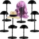 Shimeyao 8 Pcs Adjustable Wig Stand 4.53 to 14.37 Inches Portable Wig Head Holders Plastic Hat Stands for Display Non slip Fake Hair Storage Holder for Multiple Fake Hair Styling Cap Storage(Black)