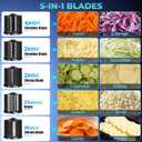 5-IN-1 Electric Cheese Grater, 800W Stainless Steel Electric Salad Machine, 3S Efficient Cutting, Electric Cheese Grater for Block Cheese, Potato, Carrot, Cabbage, Fruits, Nuts（Silver）
