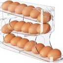 Sotfamily Clear Egg Holder for Fridge, Auto Rolling Egg Dispenser for Eggs 18 Count, FIFO Design, Space-Saving Egg Roller, Organizer, Container, Storage for Refrigerator & Kitchen Countertop(1 Pack)