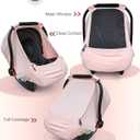 Baby Car Seat Cover,Sunproof Car Seat Canopy for Babies, Extra Large Mesh Window Baby Car Seat Sun Shade Cover, Infant Carseat Covers for Summer/Autumn Use(Pink)