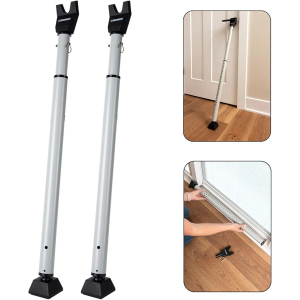 BRINKS Door Security Bar - Adjustable Brinks Door Security Bar for Travel, School, Dorm and Home - Door Jammer for Hinged Doors and Sliding Door Security – Silver - 2 Pack