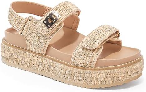 Coutgo Womens Platform Sandals Comfortable Flat Sandals Double Strap Footbed Summer Beach Sandals 11 Coutgo Womens Platform Sandals Comfortable Flat Sandals Double Strap Footbed Summer Beach Sandals 11