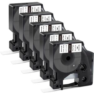 BEYONDTEK 18444 Vinyl Label Tape Work with DYMO Rhino 4200 5200 Label Maker Replacement for Dymo 18444 Rhino Industrial Permanent Vinyl Industrial White 1/2"x18' Work with DYMO Rhino 5000 6000,5Packs