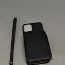 Phone Case for iPhone 13/14 6.1 inch Wallet Cell Cover with Tempered Glass Screen Protector Crossbody Strap Lanyard RFID Blocking Credit Card Holder iPhone13 iPhone14 5G i i-Phone i13 i14 Women Black