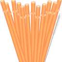 Dakoufish 12 Piece 11 Inch Reusable Plastic Thick Drinking Straws BPA Free Mason Jar Straws Plain Color (11inch,Orange)