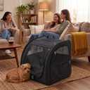 Dog Car Crate, Enclosed Foldable Cat Car Seat Carrier 24x19.6x19.6in, Black